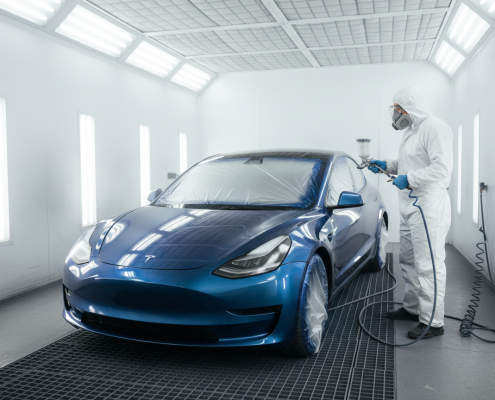 Tesla paint and repair at autobody shop